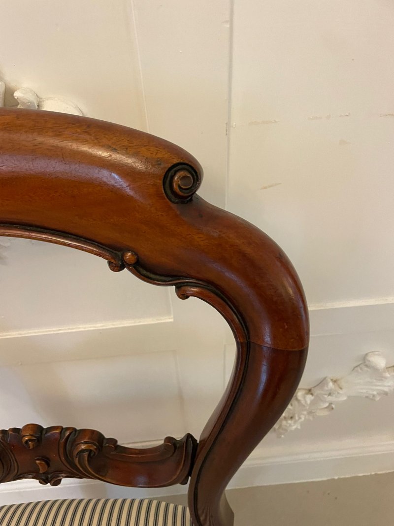 Antique Victorian Mahogany Carved Set of 6 Dining Chairs - Image 11